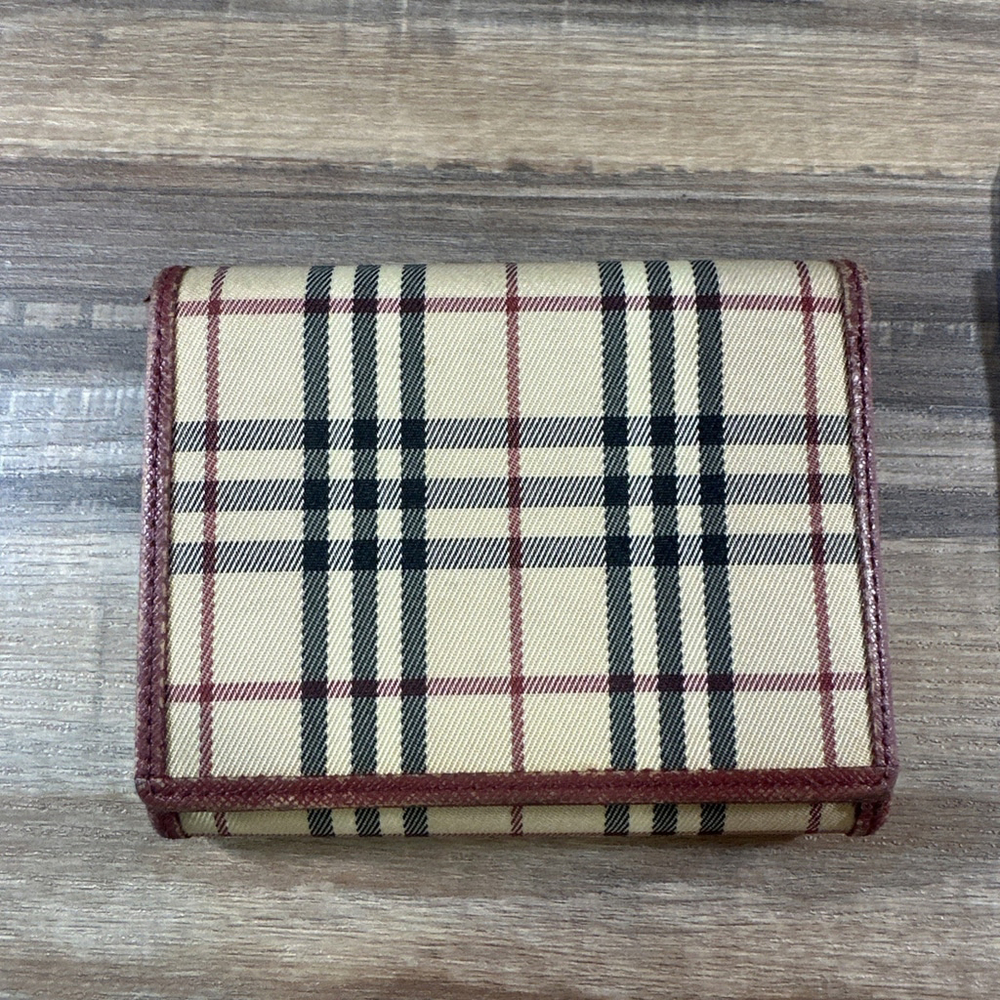Burberry Nova Check Canvas Leather Trifold Wallet Beige With COA - Picture 8 of 10